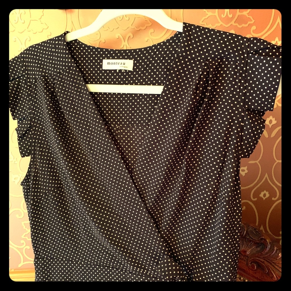 Polka dot wrap style dress